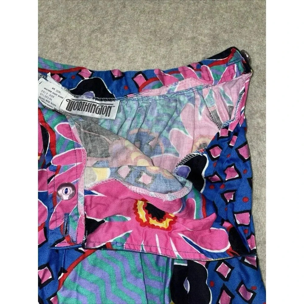 Worthington Vintage 80's Pleated Colorful Floral Midi Skirt w/ Pocket Size 12 - Picture 5 of 13